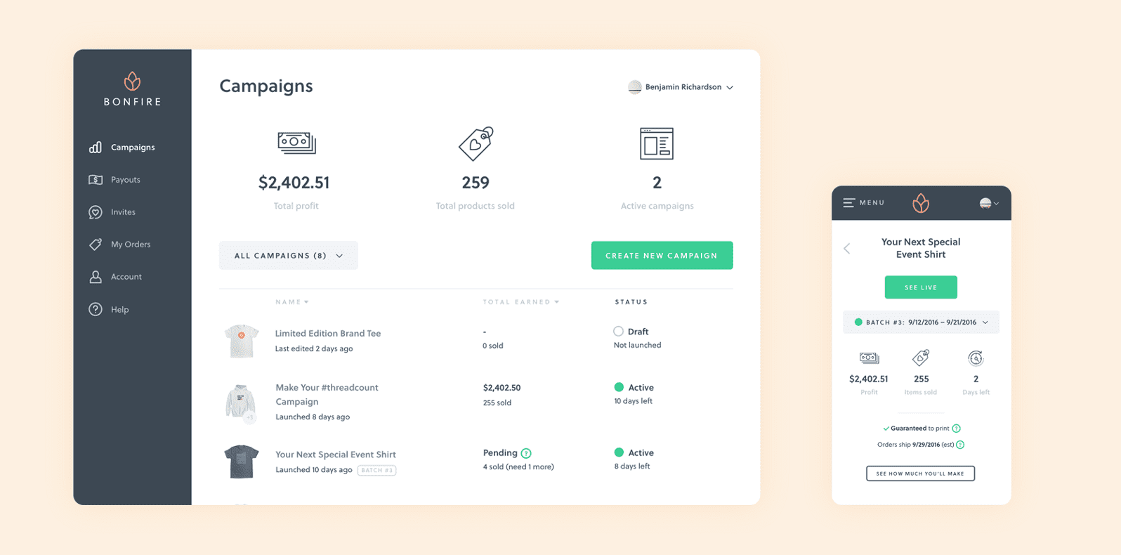 Bonfire dashboard