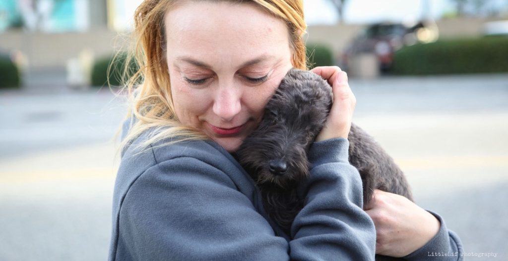 Hugging dog