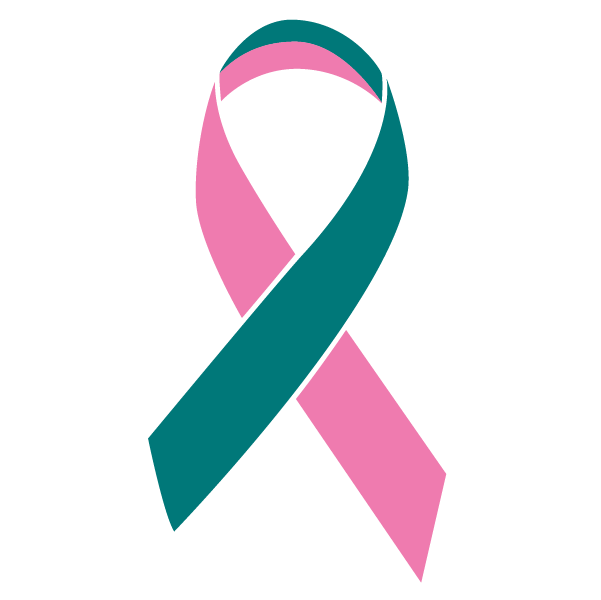 Teal and pink colored Gynecological Cancer ribbon