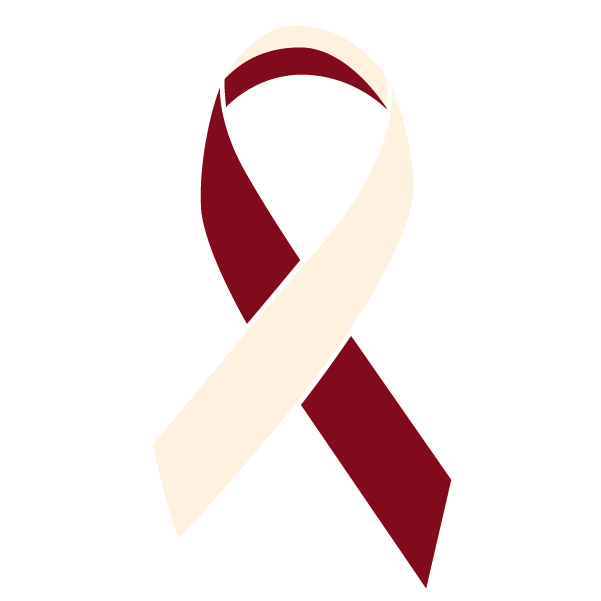 Burgundy and Ivory colored Head & Neck Cancer ribbon