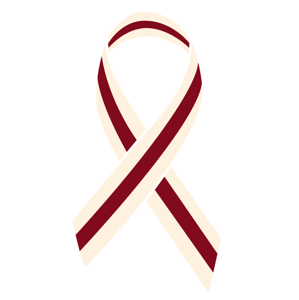 Ivory, Burgundy, and Ivory colored Laryngeal Cancer ribbon
