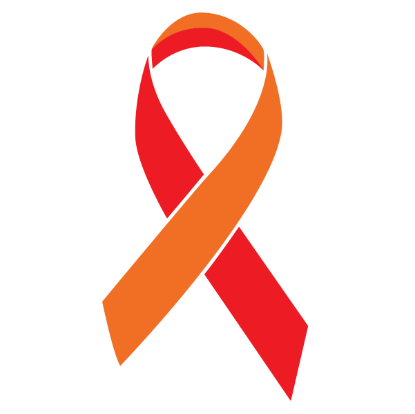 Orange and red colored Myeloproliferative Disorder ribbon