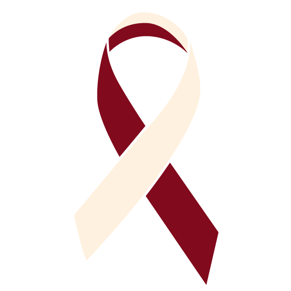 Burgundy and ivory colored Oropharyngeal Cancer ribbon