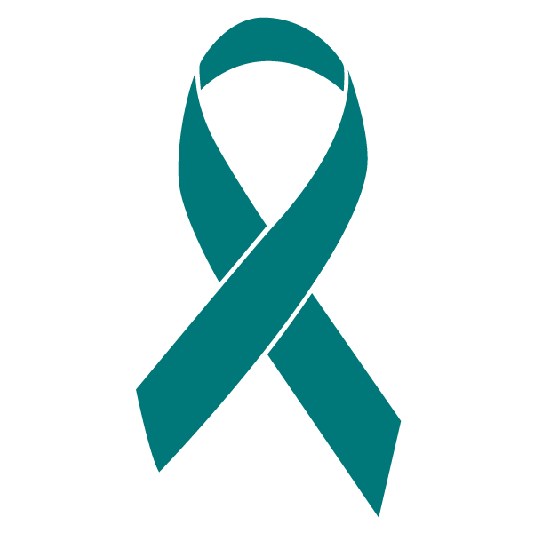 Teal colored Ovarian Cancer ribbon