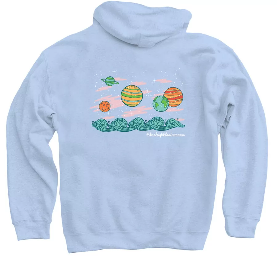 Back view of the It’s happy life hoodie created by Karleigh Klostermann