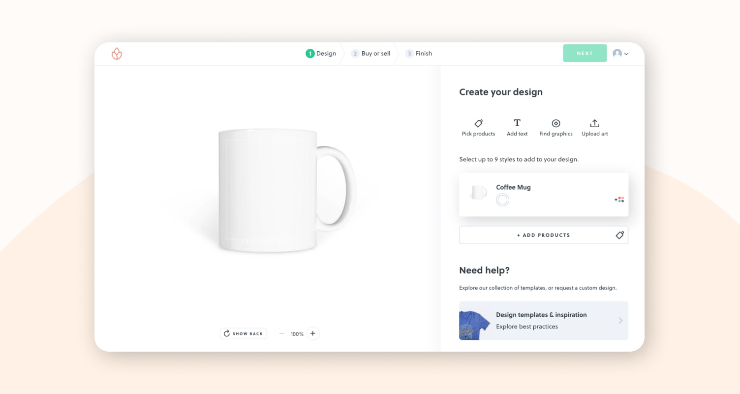 Designing a custom coffee mug on bonfire.mom