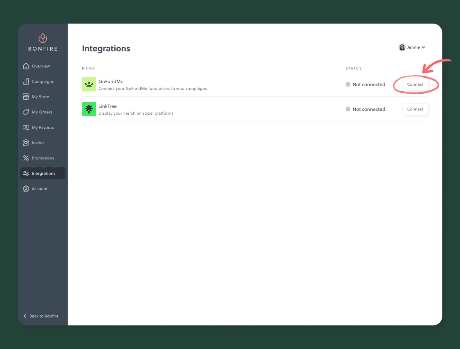 Connect GoFundMe integration